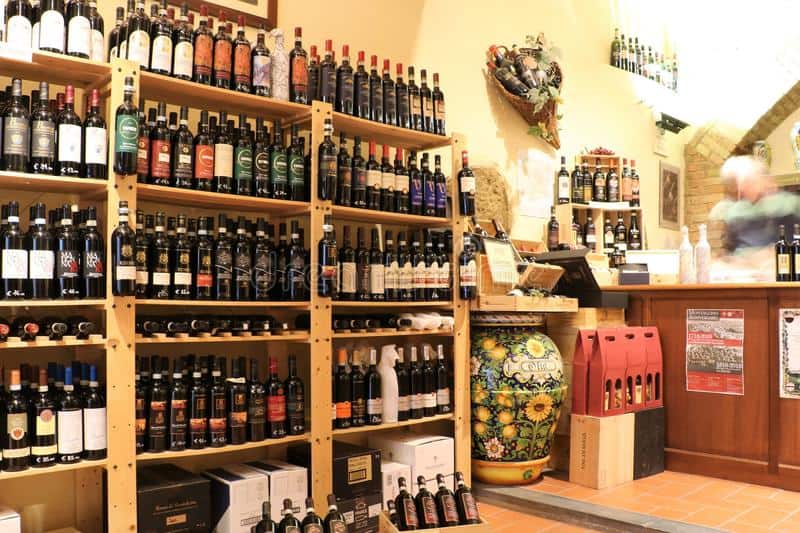 wine shop tuscany enoteca typical montalcino region italy known execellent wines specifically type called